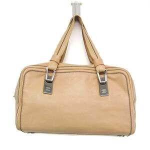 CHANEL Cream Leather Boston Bag